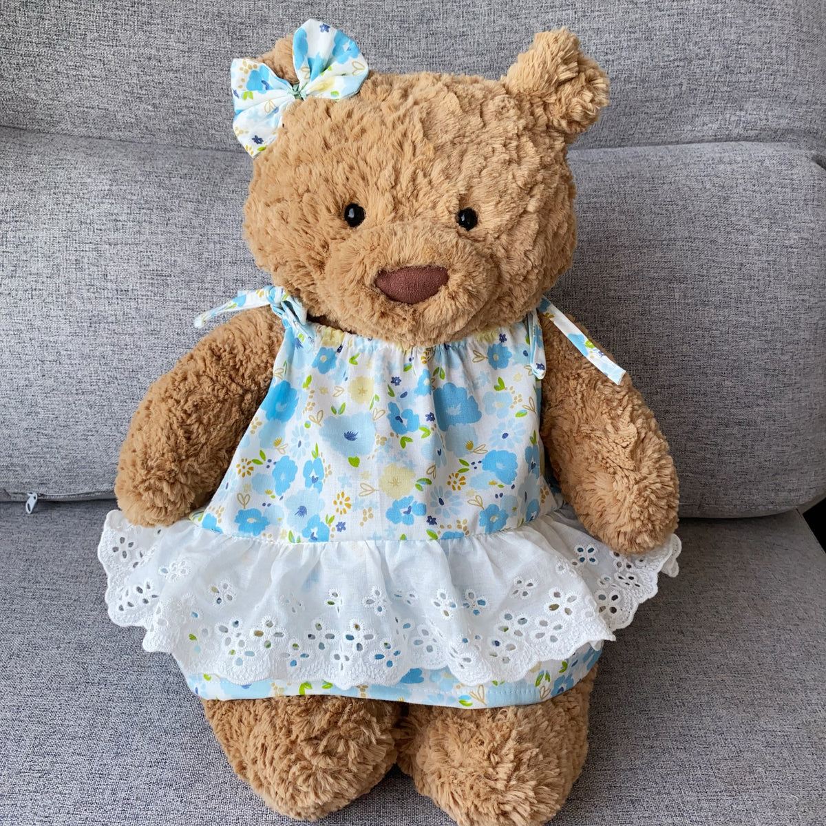 Cute Floral Tie Strap Dress for Plush Bears (Clothing Only, Bear Not Included)