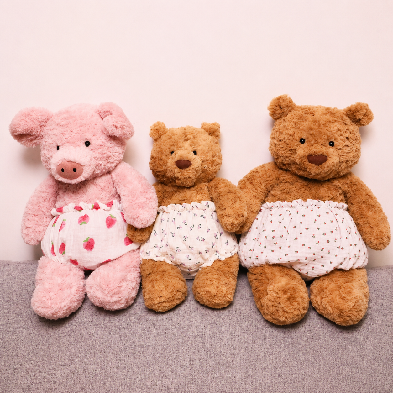 Cute Bear & Pig Plush Underwear Bloomers – Handmade Shorts for Teddy Bear & Stuffed Animals (Clothes Only)