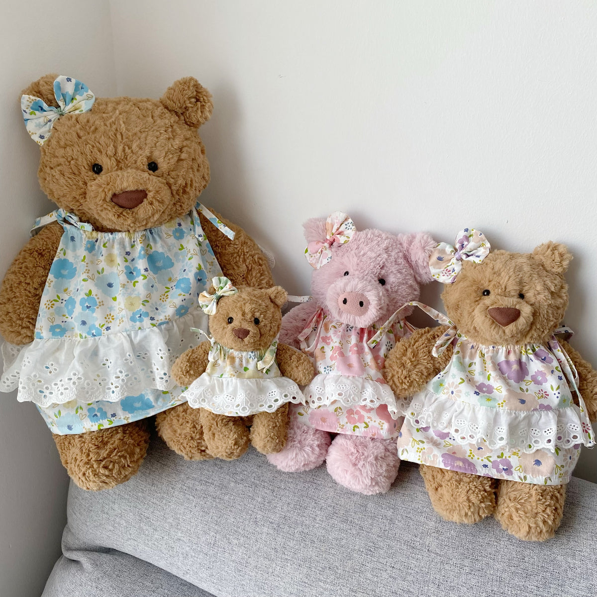 Cute Floral Tie Strap Dress for Plush Bears (Clothing Only, Bear Not Included)