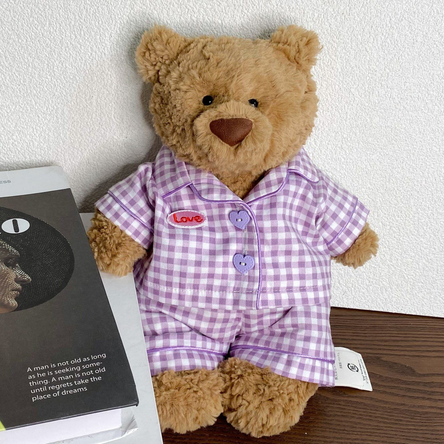 Cute Plaid Cartoon Pajama Set for Plush Bears (Clothing Only, Bear Not Included)