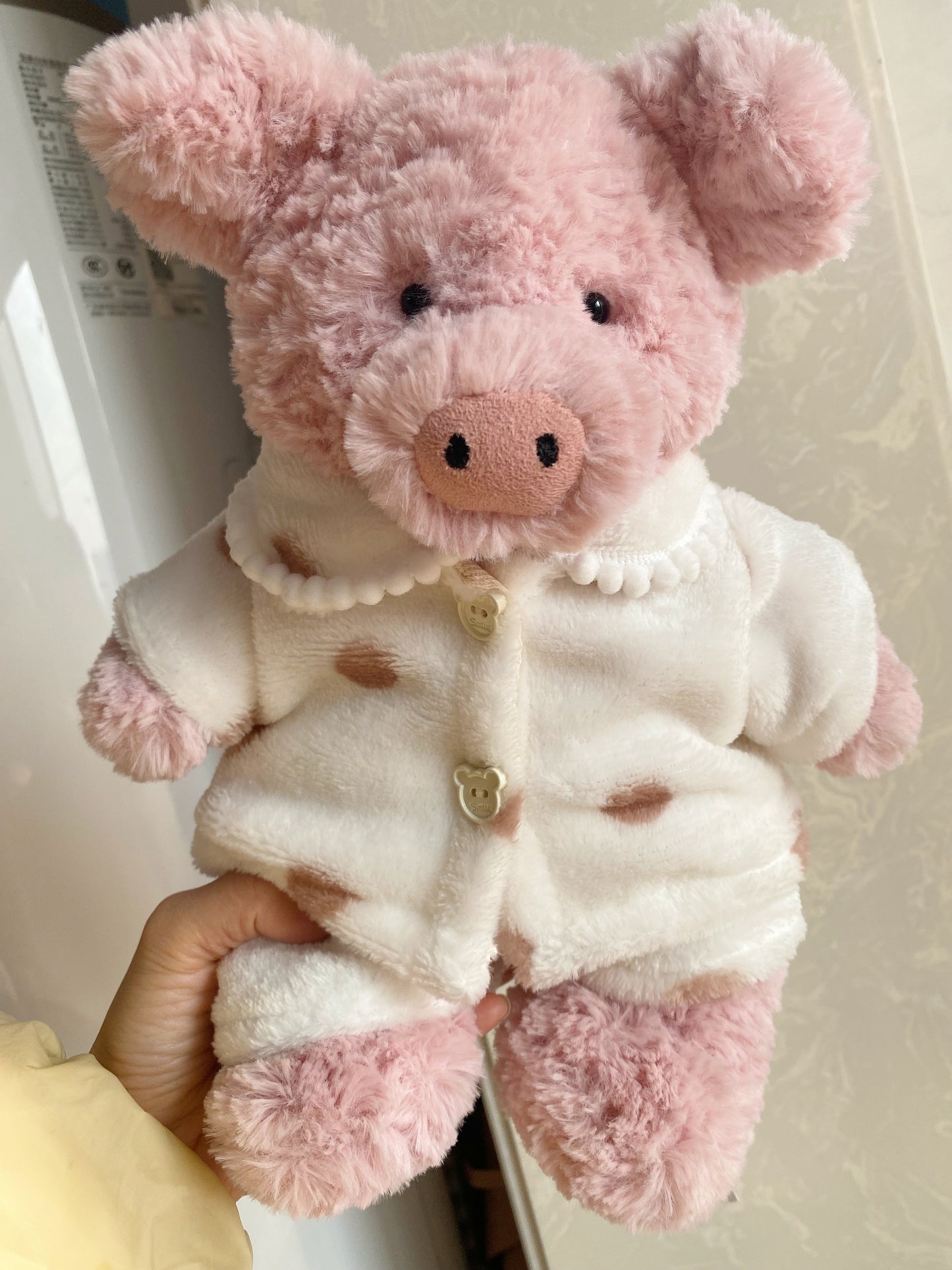 Handmade Teddy Bear Pajama Set with Brown Polka Dots & Bear Buttons | Cozy Plush Bear Clothes Only