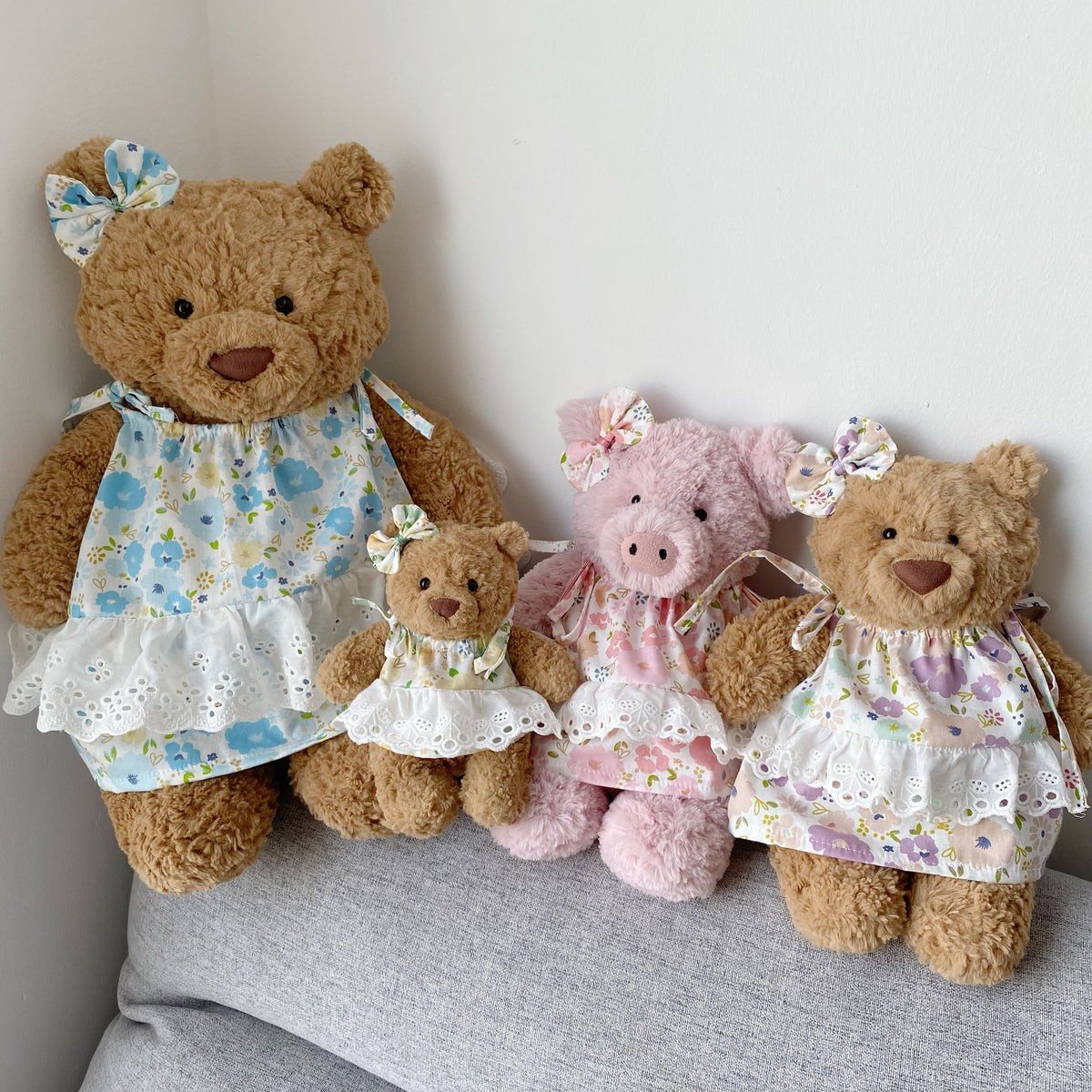 Cute Floral Tie Strap Dress for Plush Bears (Clothing Only, Bear Not Included)