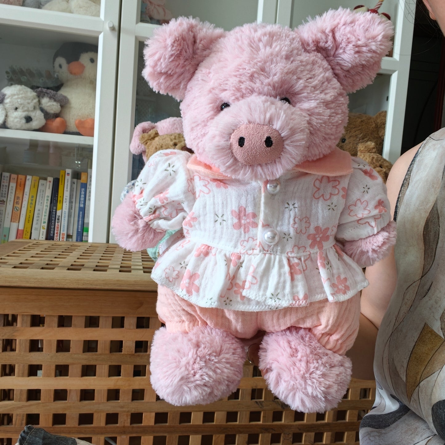 Cute Soft Teddy Bear Floral Dress Outfit Set – Clothes Only