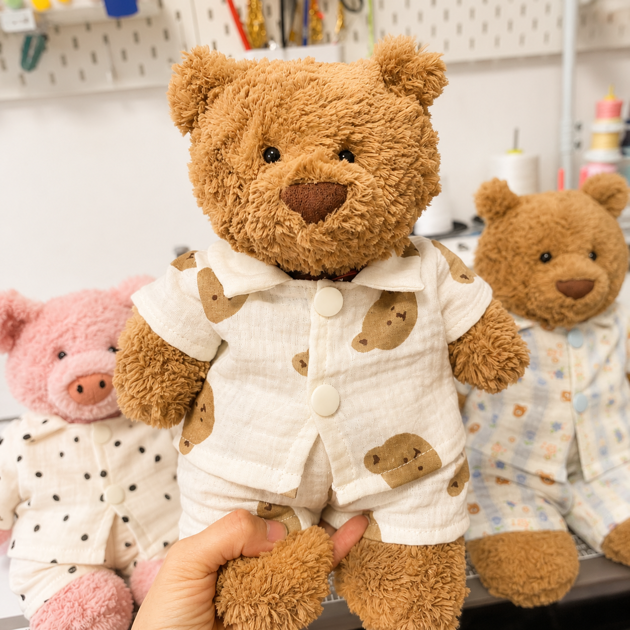 Handmade Cute Teddy Bear Pajama Set – Top & Shorts (Plush Toy Not Included)