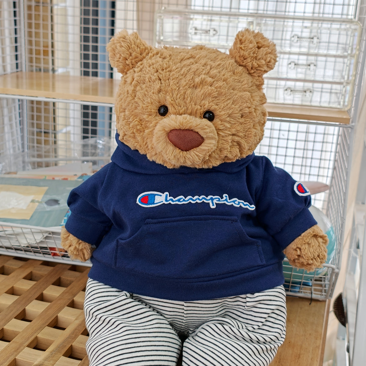 Handmade Cute Teddy Bear Hoodie Set – Plush Bear Outfit (Clothing Only)