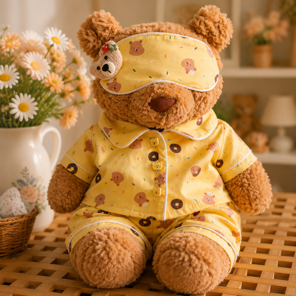 Handmade Teddy Bear Pajama Set with Sleep Mask | Plush Bear Clothes Only