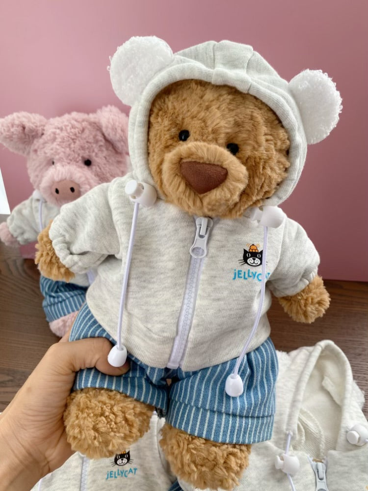 Handmade Bear & Pig Hoodie Jacket Set (Clothes Only, Plush Toy Not Included)
