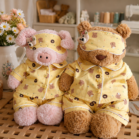 Handmade Plush Bear Pajama Set with Sleep Mask (Clothing Only)