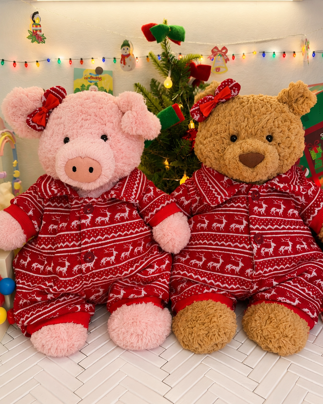 Handmade Christmas Red Knit Sweater Outfit for Teddy Bears | Cozy Holiday Plush Bear Clothes