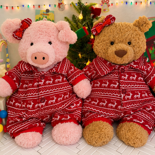 Handmade Christmas Red Knit Sweater Outfit for Teddy Bears | Cozy Holiday Plush Bear Clothes