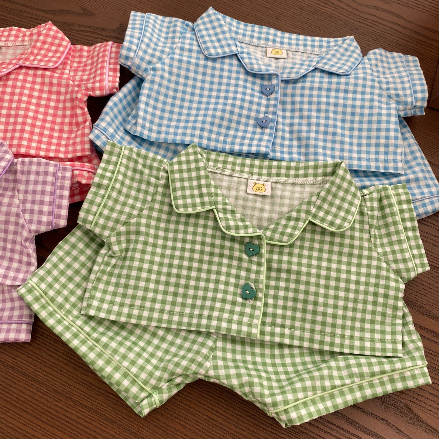 Cute Plaid Cartoon Pajama Set for Plush Bears (Clothing Only, Bear Not Included)