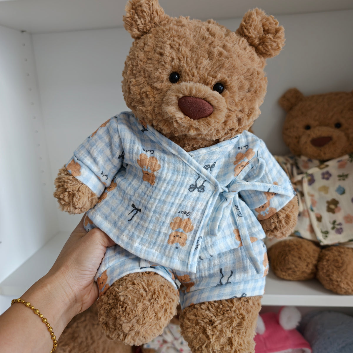 Handmade Cotton Pajama Set for Teddy Bears – Cozy Sleepwear (Clothing Only)