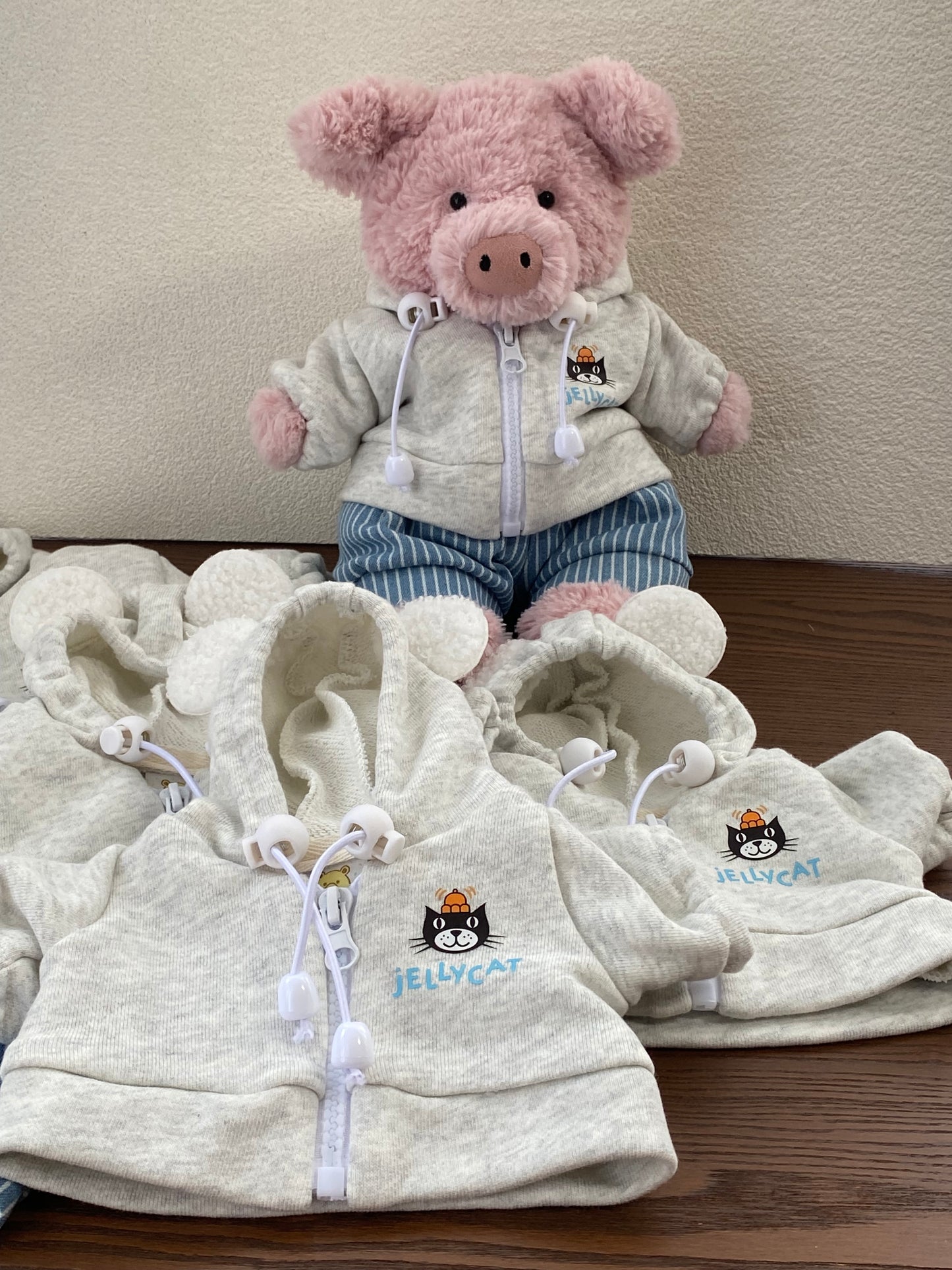 Handmade Bear & Pig Hoodie Jacket Set (Clothes Only, Plush Toy Not Included)