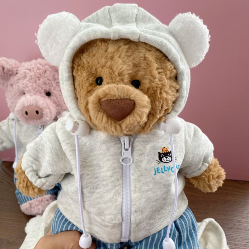 Handmade Bear & Pig Hoodie Jacket Set (Clothes Only, Plush Toy Not Included)