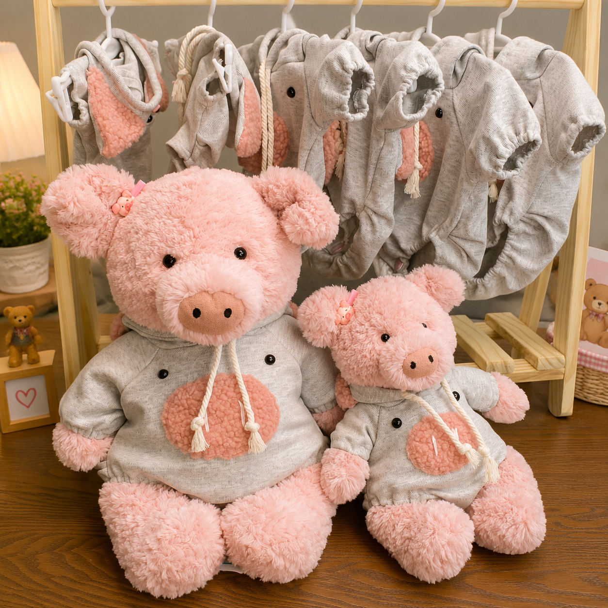 Cute Pig Plush Hoodie Jumpsuit Outfit – Handmade Stuffed Animal Clothes Only