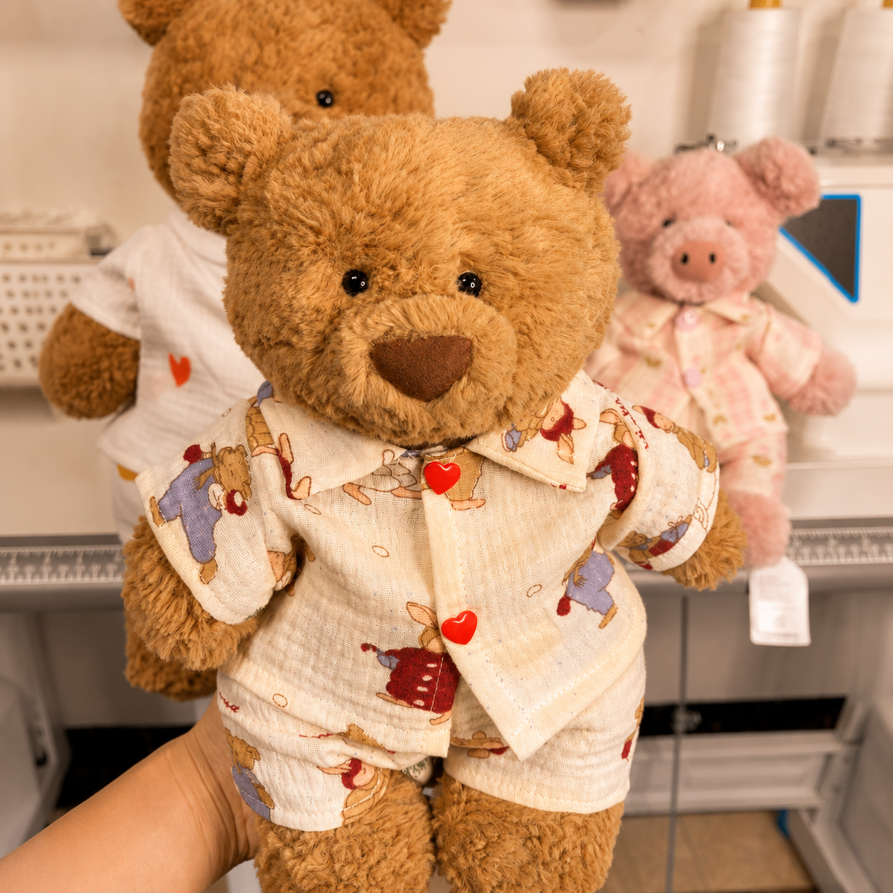 Handmade Cute Teddy Bear Pajama Set – Top & Shorts (Plush Toy Not Included)
