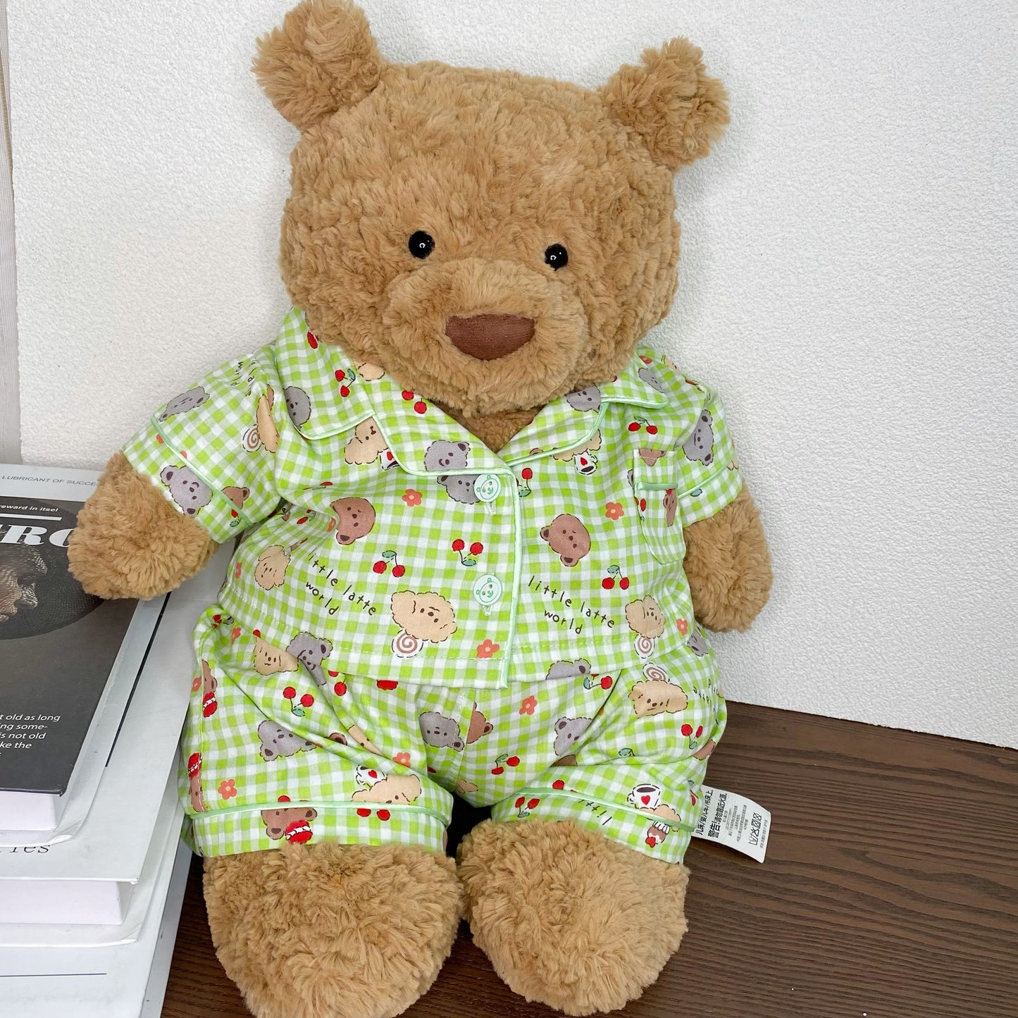Cute Plaid Cartoon Pajama Set for Plush Bears (Clothing Only, Bear Not Included)