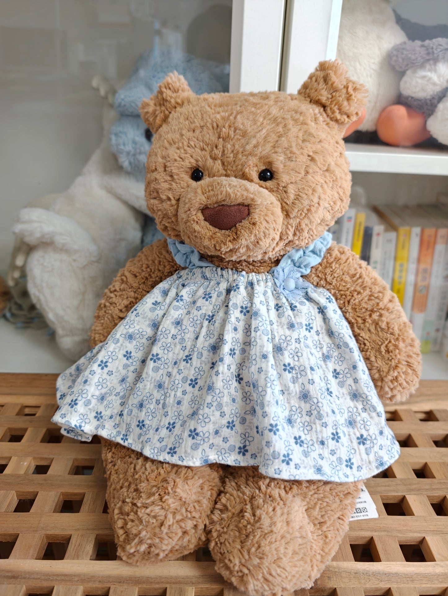 Cute Soft Teddy Bear Floral Dress Outfit Set – Clothes Only