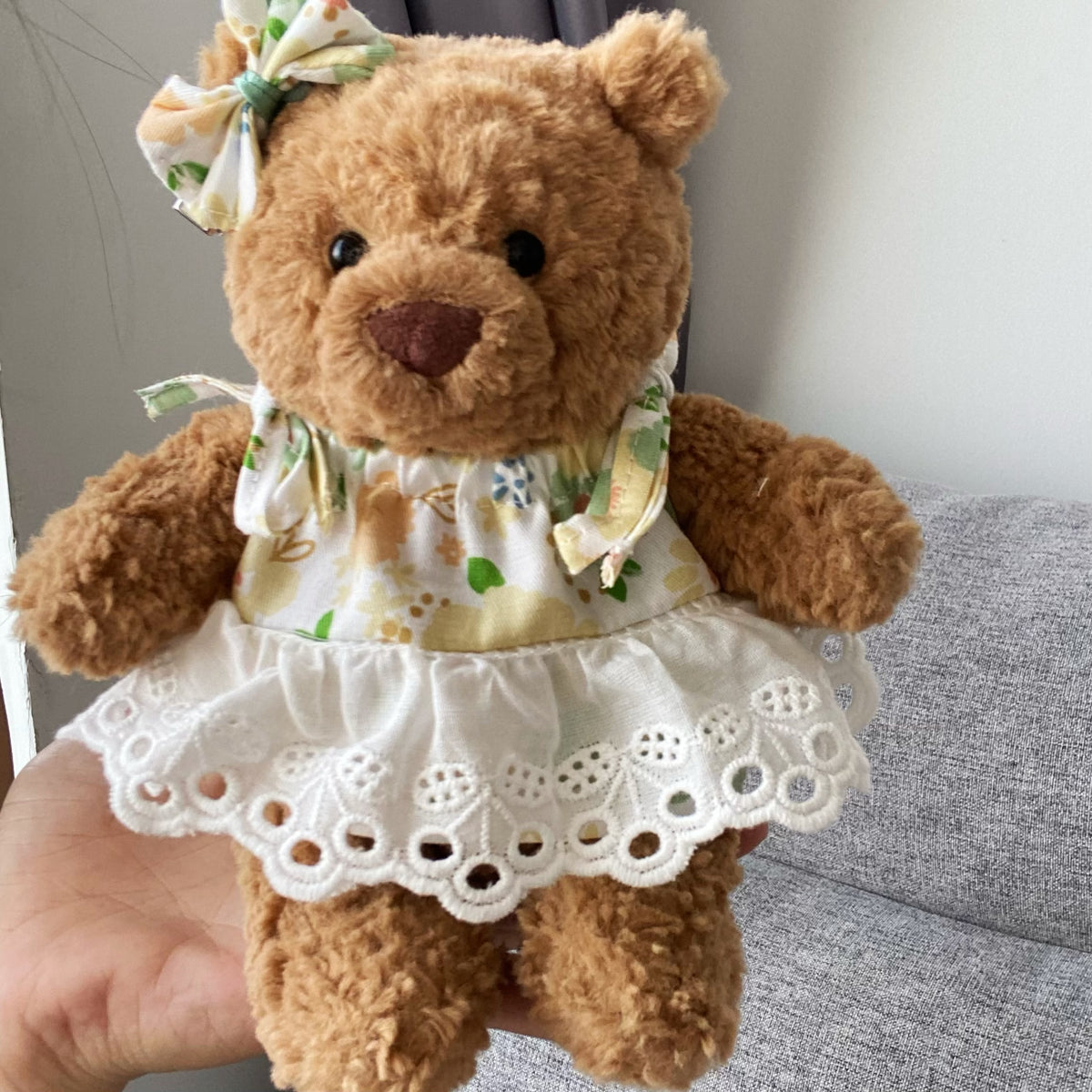 Cute Floral Tie Strap Dress for Plush Bears (Clothing Only, Bear Not Included)