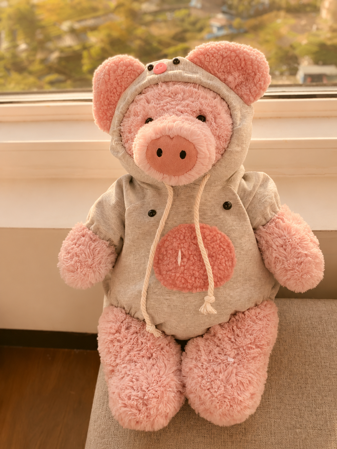 Cute Pig Plush Hoodie Jumpsuit Outfit – Handmade Stuffed Animal Clothes Only
