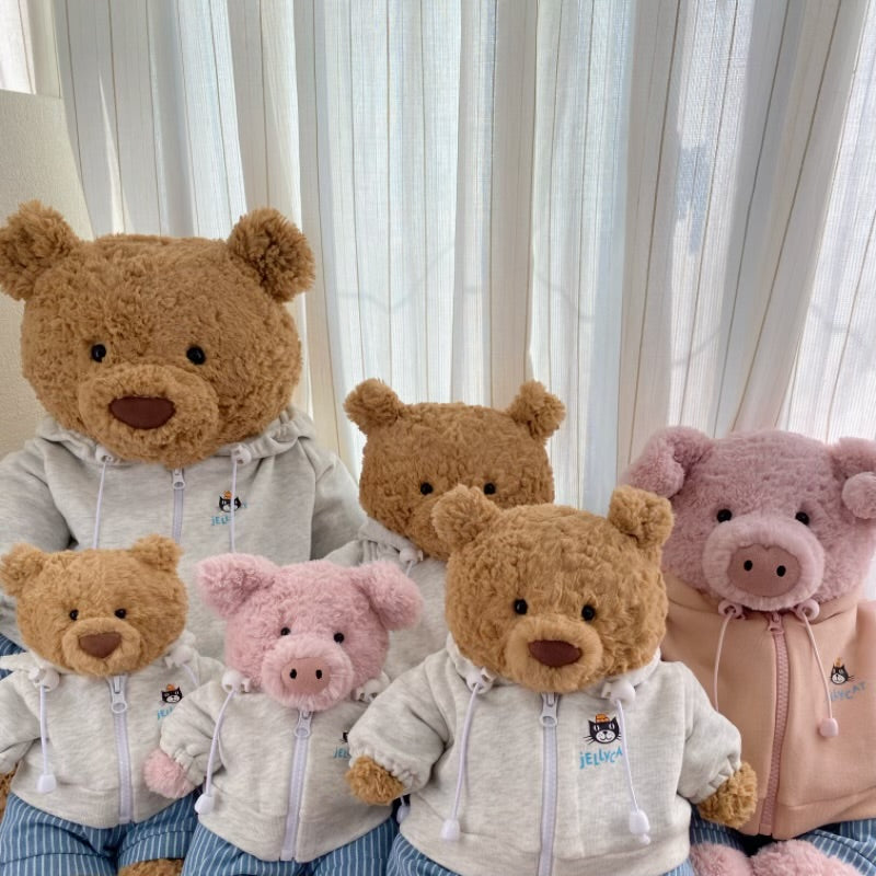 Handmade Bear & Pig Hoodie Jacket Set (Clothes Only, Plush Toy Not Included)