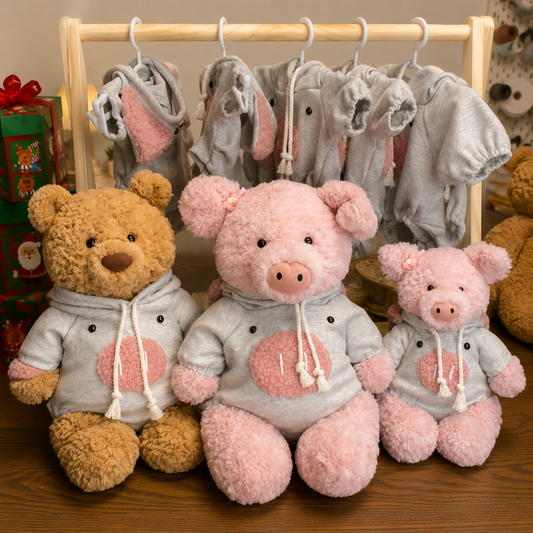 Cute Pig Plush Hoodie Jumpsuit Outfit – Handmade Stuffed Animal Clothes Only