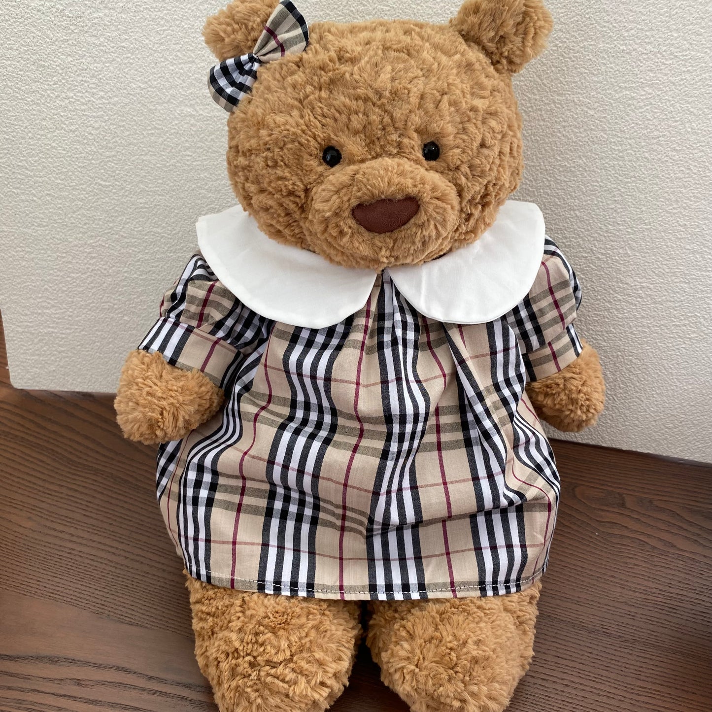 Handmade Plaid Shirt & Dress Outfit Set for Plush Bear and Pig | Teddy Bear Clothes Only