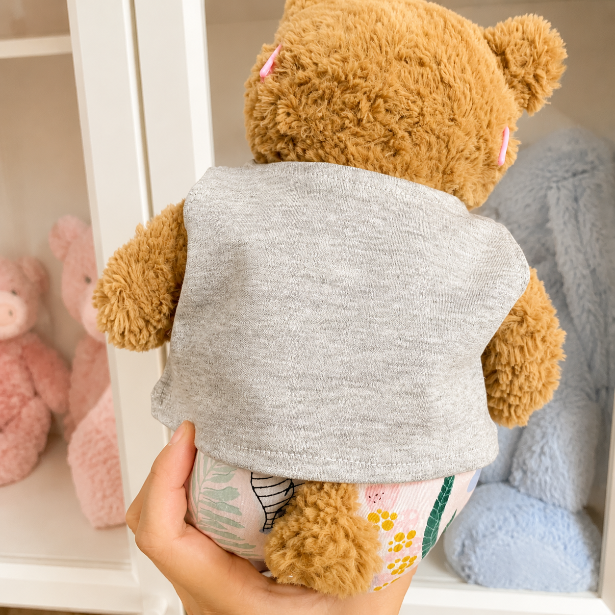 Handmade Teddy Bear Summer Outfit Set with Bicycle Tank Top & Printed Shorts | Casual Plush Bear Clothes Only