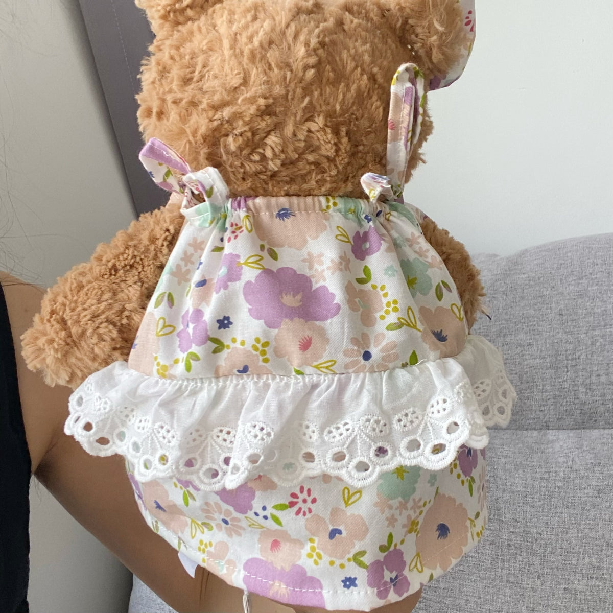 Cute Floral Tie Strap Dress for Plush Bears (Clothing Only, Bear Not Included)