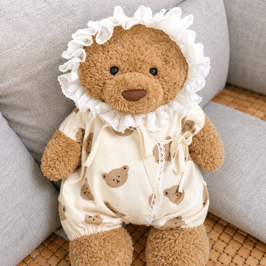 Handmade Cute Teddy Bear Baby Bonnet Romper Outfit (Clothing Only, Plush Toy Not Included)