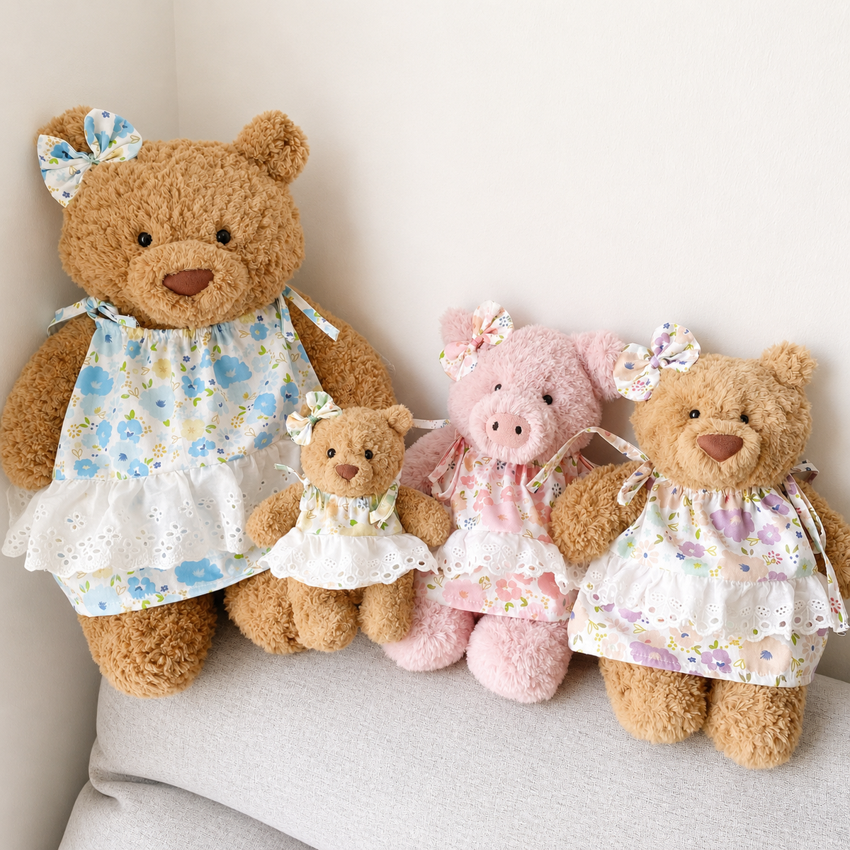 Cute Floral Tie Strap Dress for Plush Bears (Clothing Only, Bear Not Included)