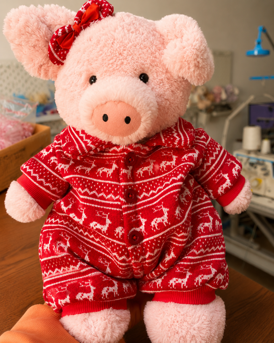 Handmade Christmas Red Knit Sweater Outfit for Teddy Bears | Cozy Holiday Plush Bear Clothes