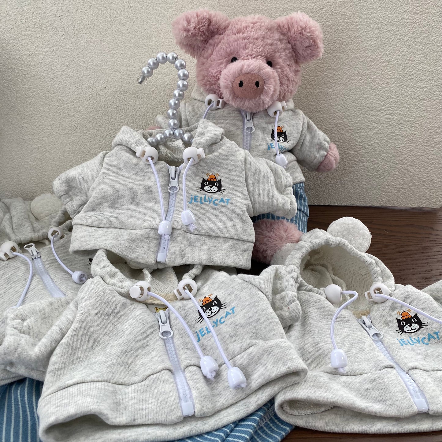 Handmade Bear & Pig Hoodie Jacket Set (Clothes Only, Plush Toy Not Included)