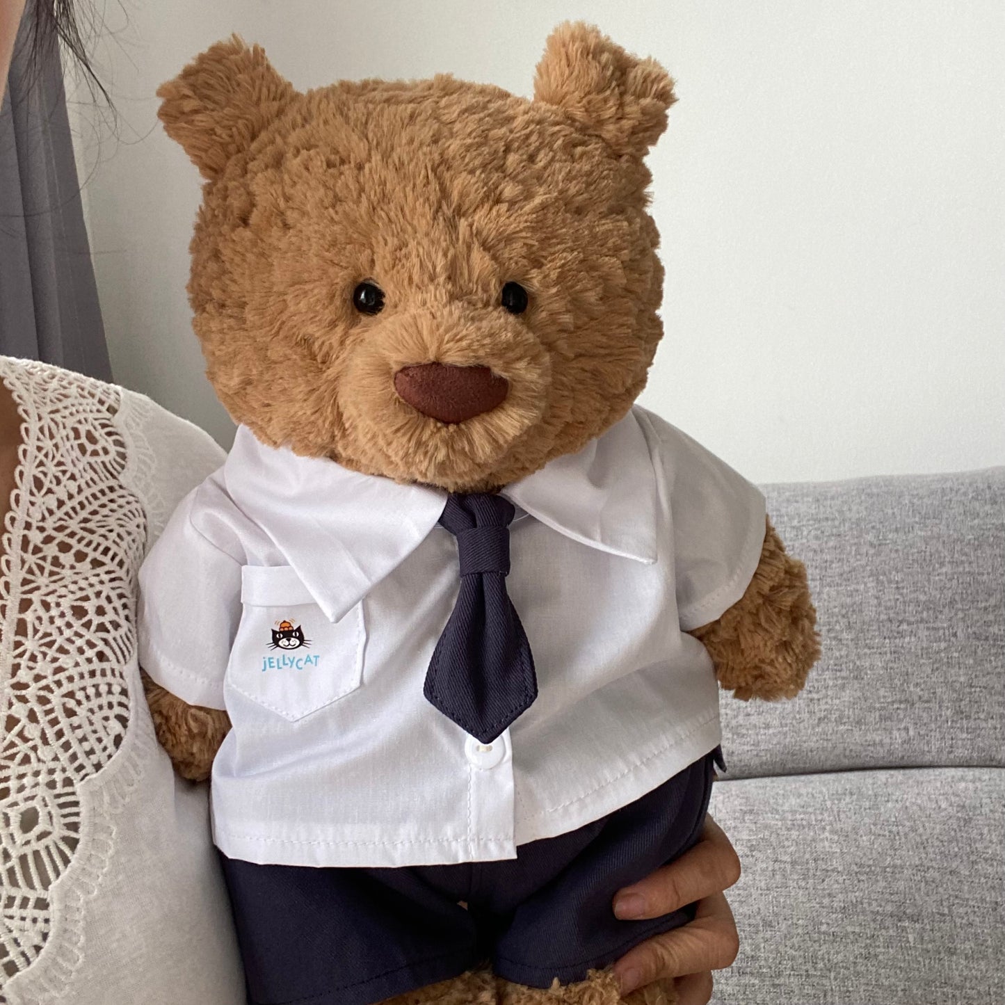Handmade Cute Teddy Bear Shirt Uniform Outfit Set – Clothing Only, Plush Toy Not Included