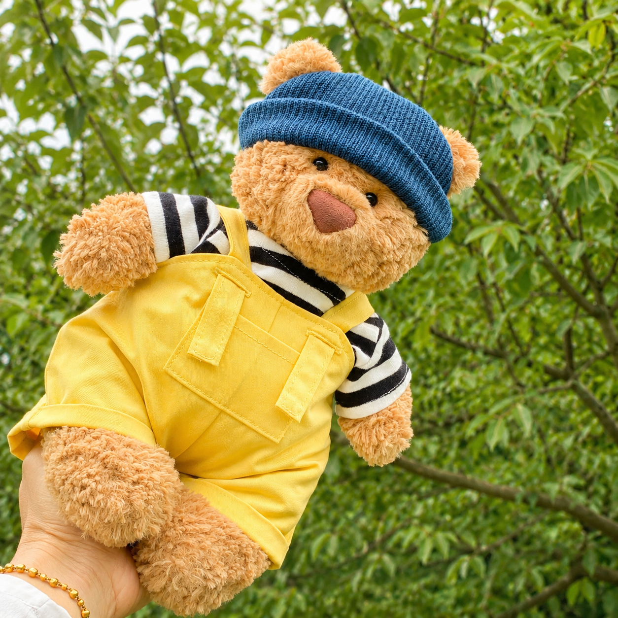 Handmade Cute Teddy Bear Sailor Outfit Set 3 Pieces, Sailor Top Pants & Hat (Clothes Only)