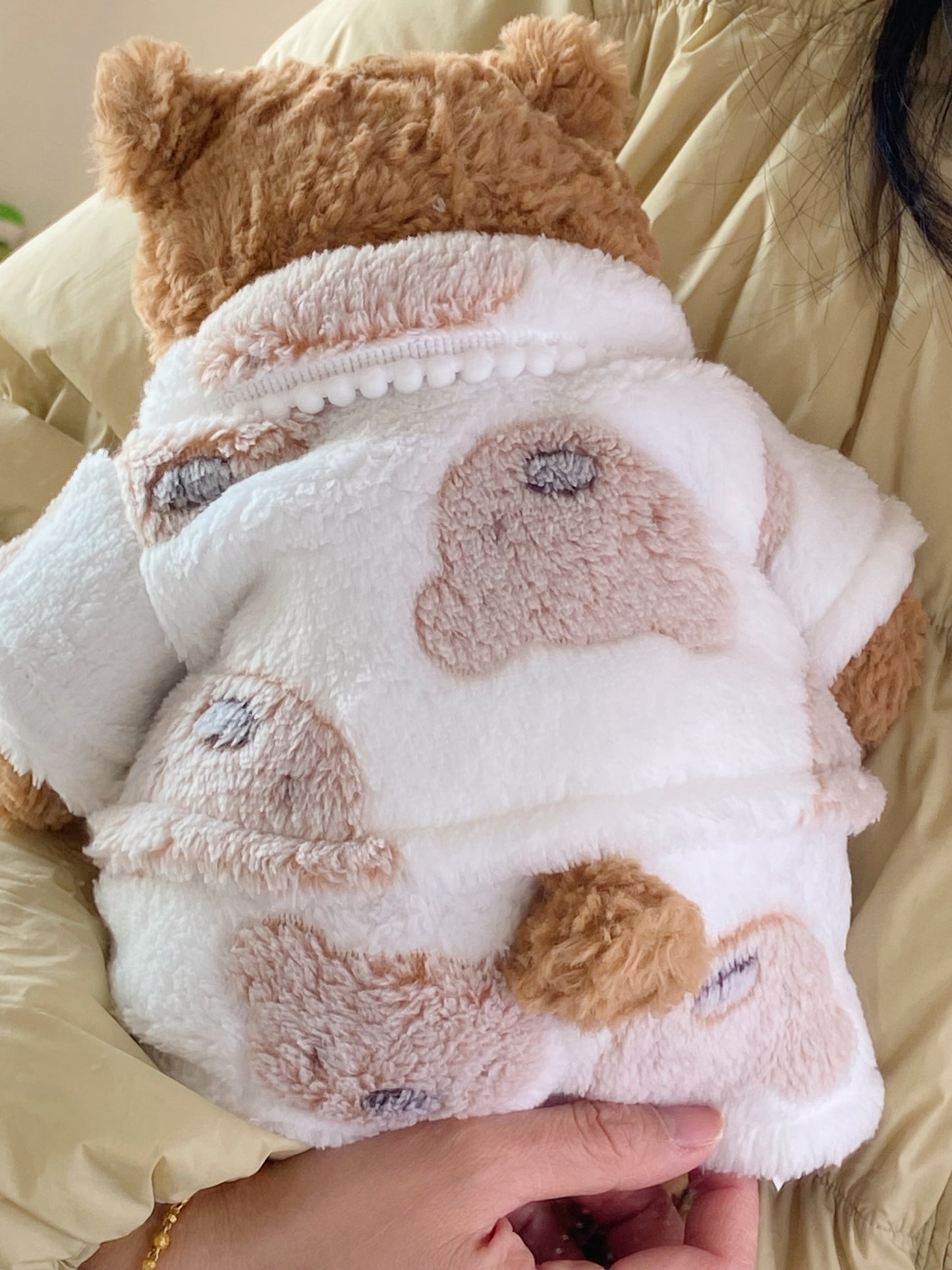 Handmade Teddy Bear Pajama Set with Brown Polka Dots & Bear Buttons | Cozy Plush Bear Clothes Only