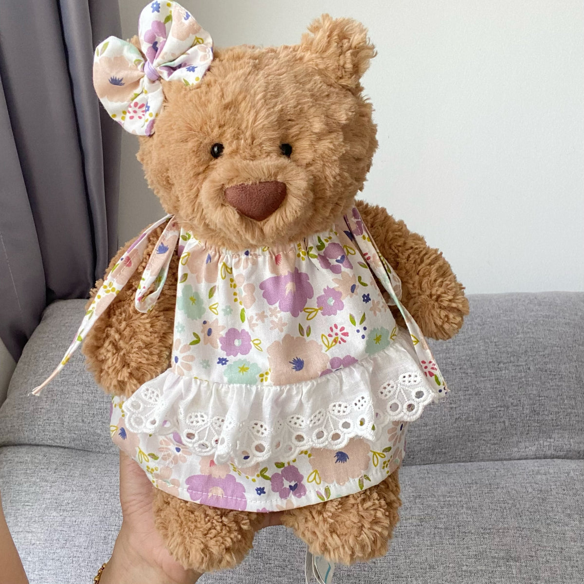 Cute Floral Tie Strap Dress for Plush Bears (Clothing Only, Bear Not Included)
