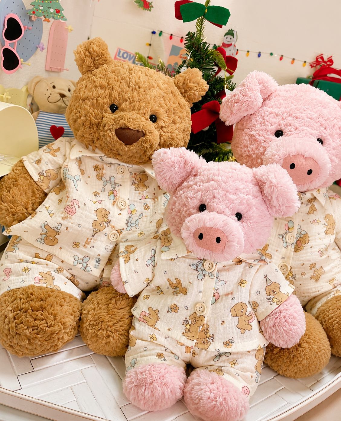 Handmade Cute Teddy Bear Pajama Set – Top & Shorts (Plush Toy Not Included)