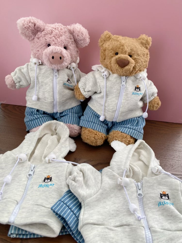 Handmade Bear & Pig Hoodie Jacket Set (Clothes Only, Plush Toy Not Included)