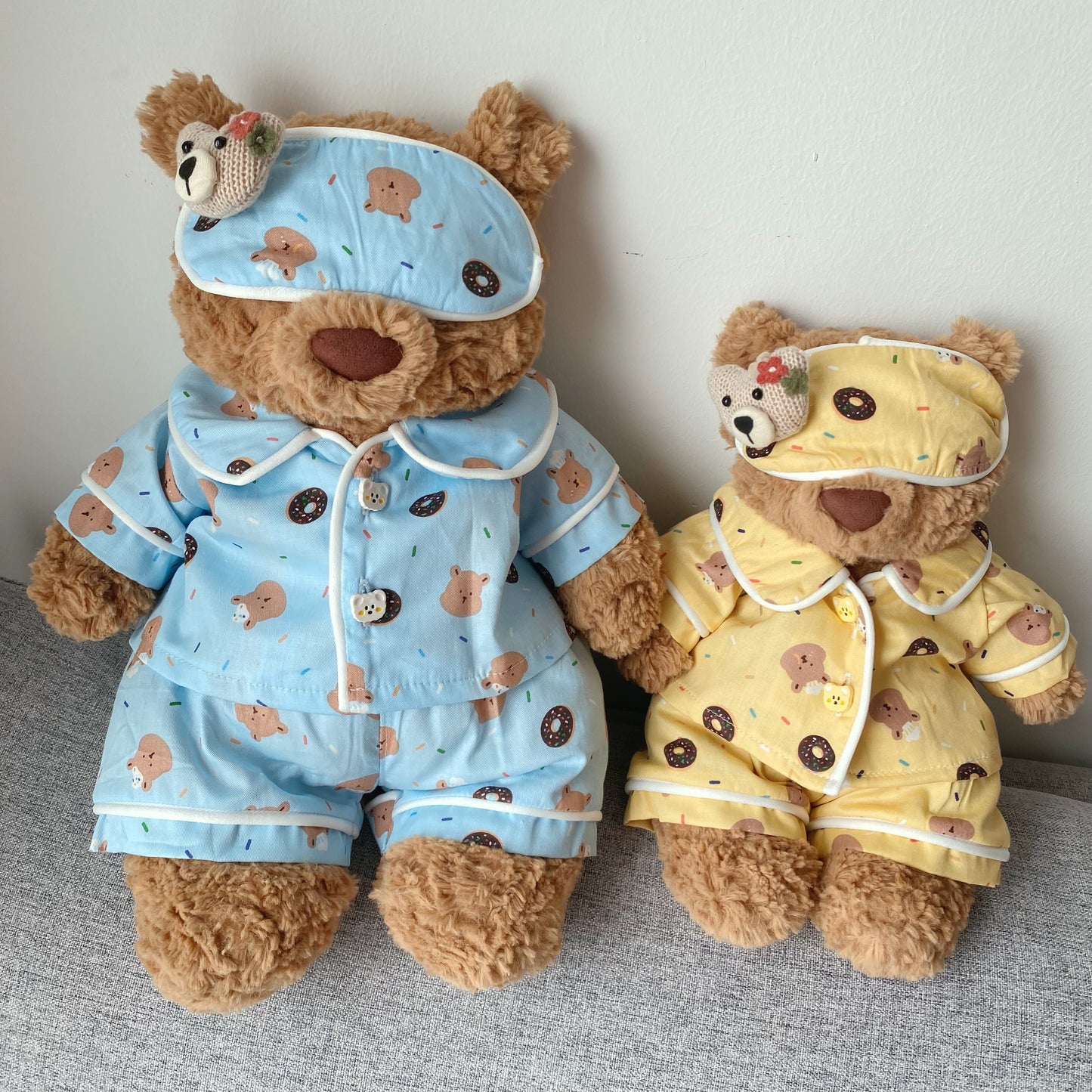 Handmade Teddy Bear Pajama Set with Sleep Mask | Plush Bear Clothes Only