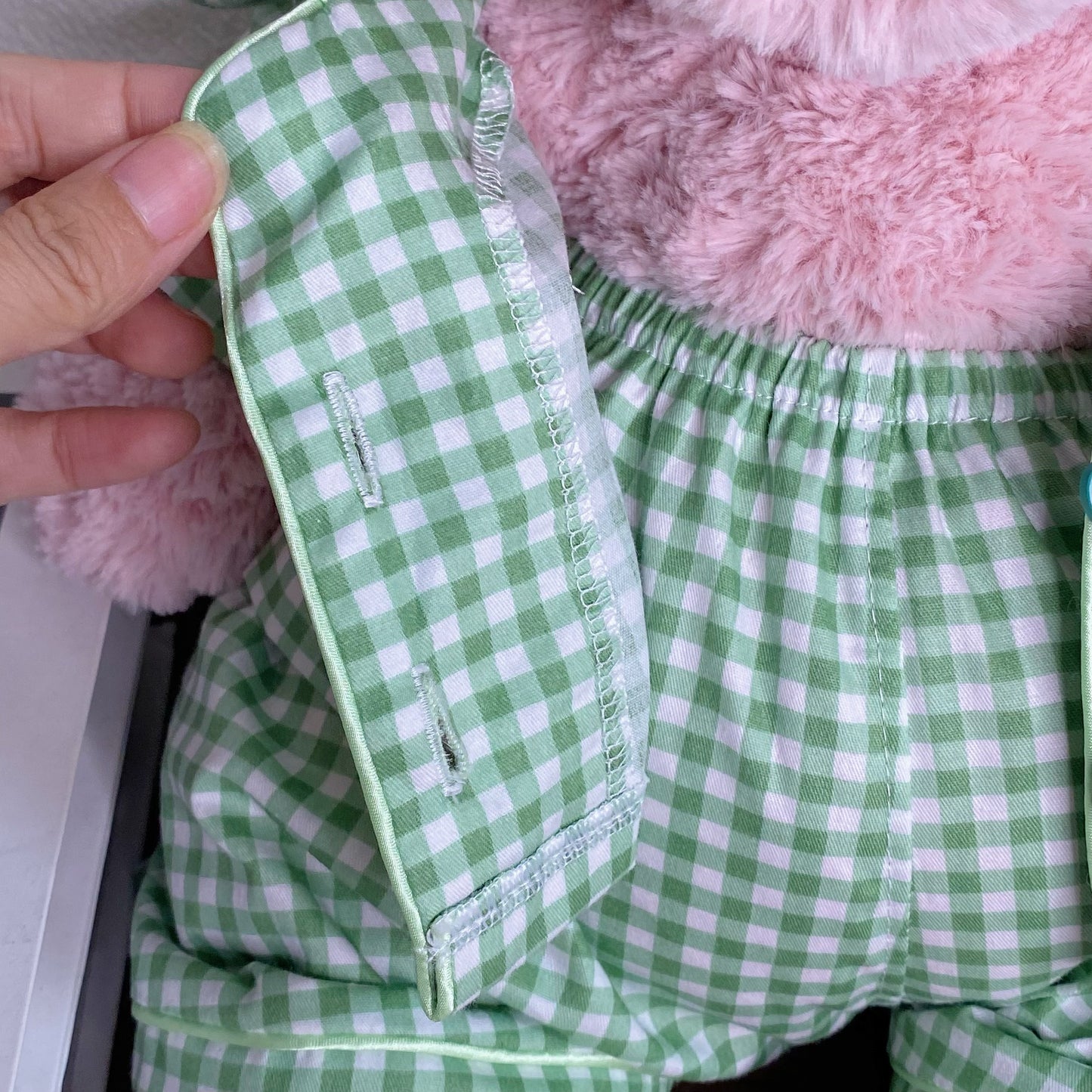 Cute Plaid Cartoon Pajama Set for Plush Bears (Clothing Only, Bear Not Included)