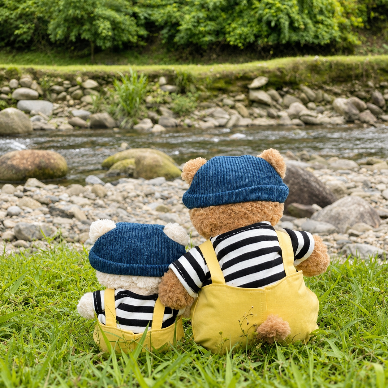 Handmade Cute Teddy Bear Sailor Outfit Set 3 Pieces, Sailor Top Pants & Hat (Clothes Only)