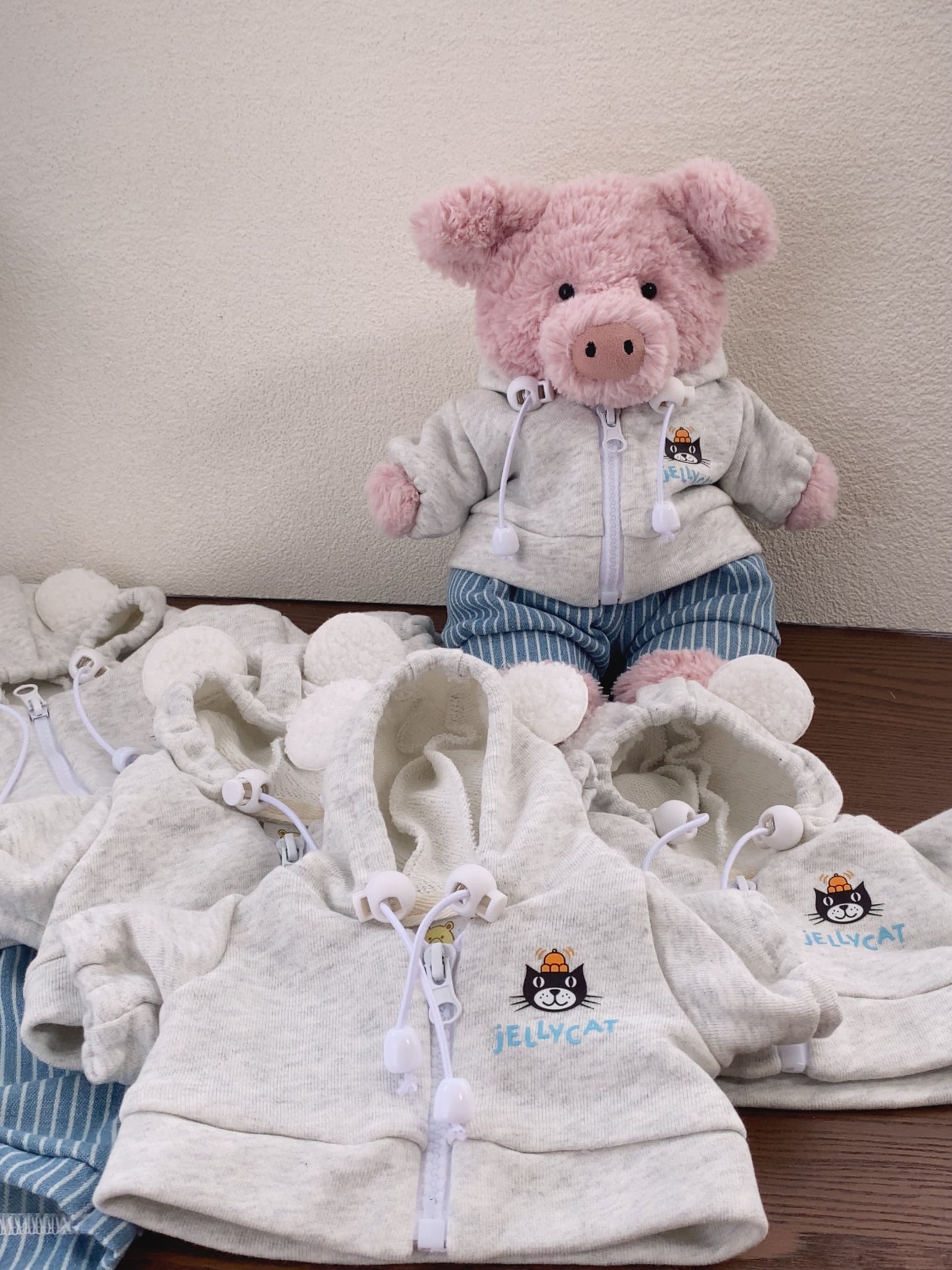 Handmade Bear & Pig Hoodie Jacket Set (Clothes Only, Plush Toy Not Included)
