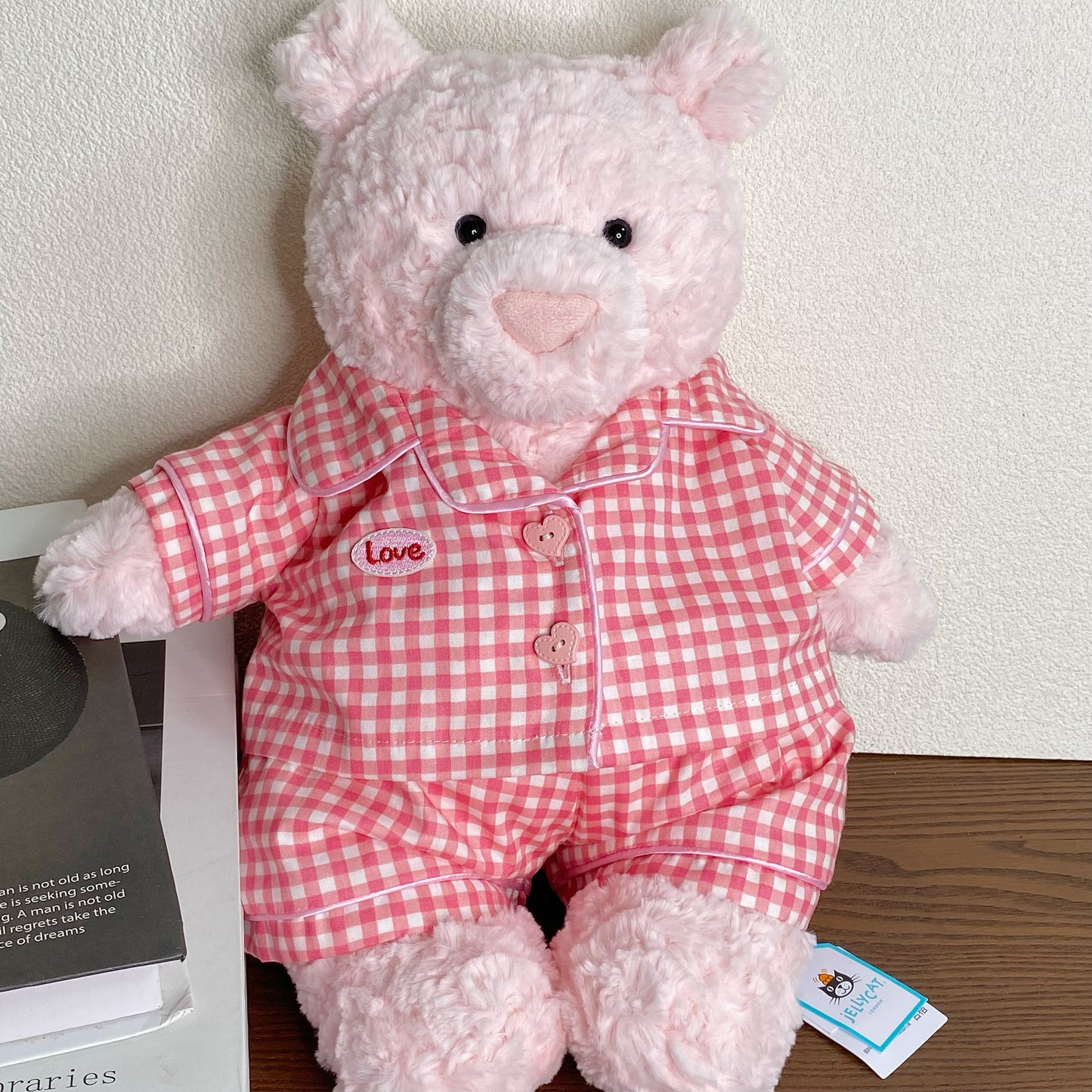 Cute Plaid Cartoon Pajama Set for Plush Bears (Clothing Only, Bear Not Included)
