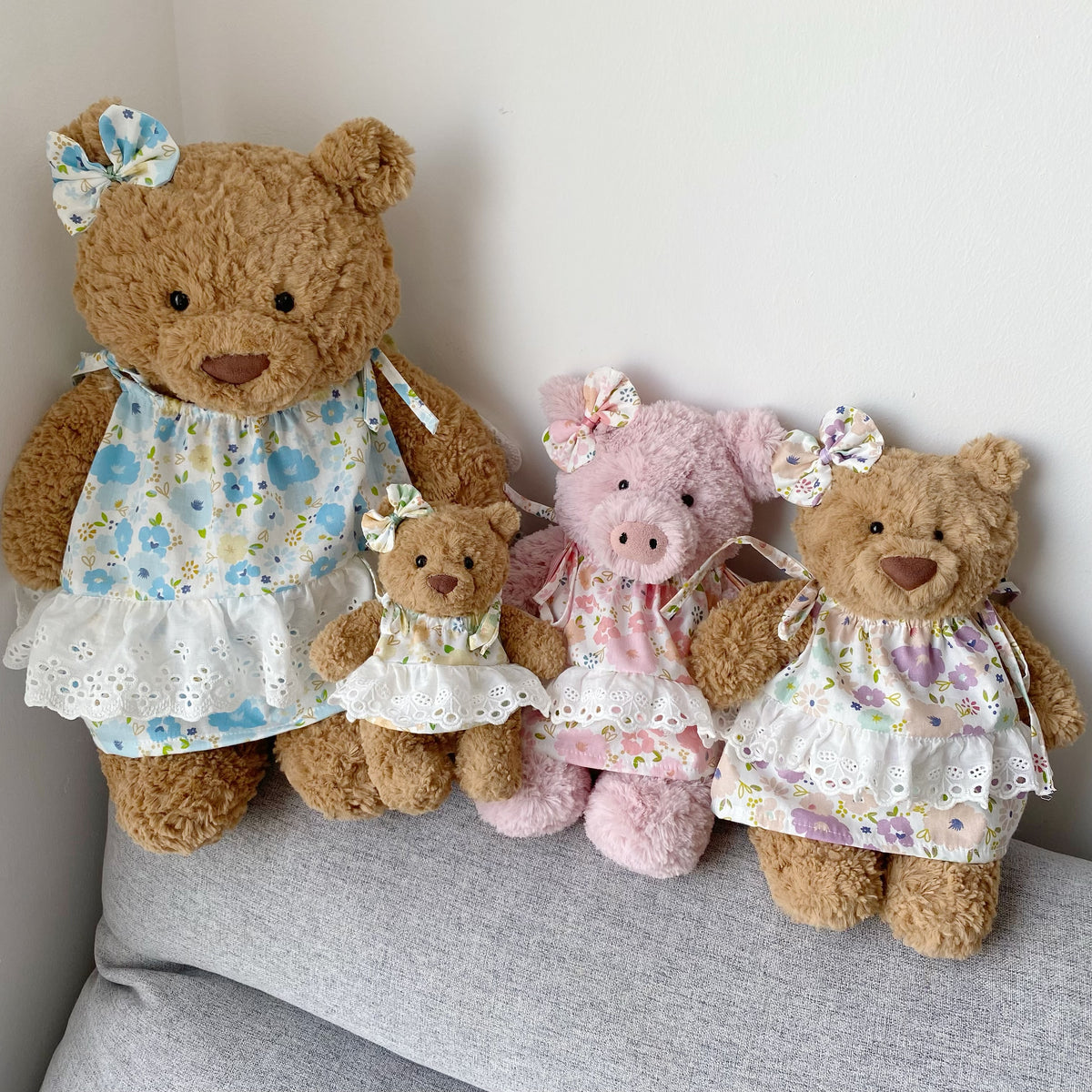 Cute Floral Tie Strap Dress for Plush Bears (Clothing Only, Bear Not Included)