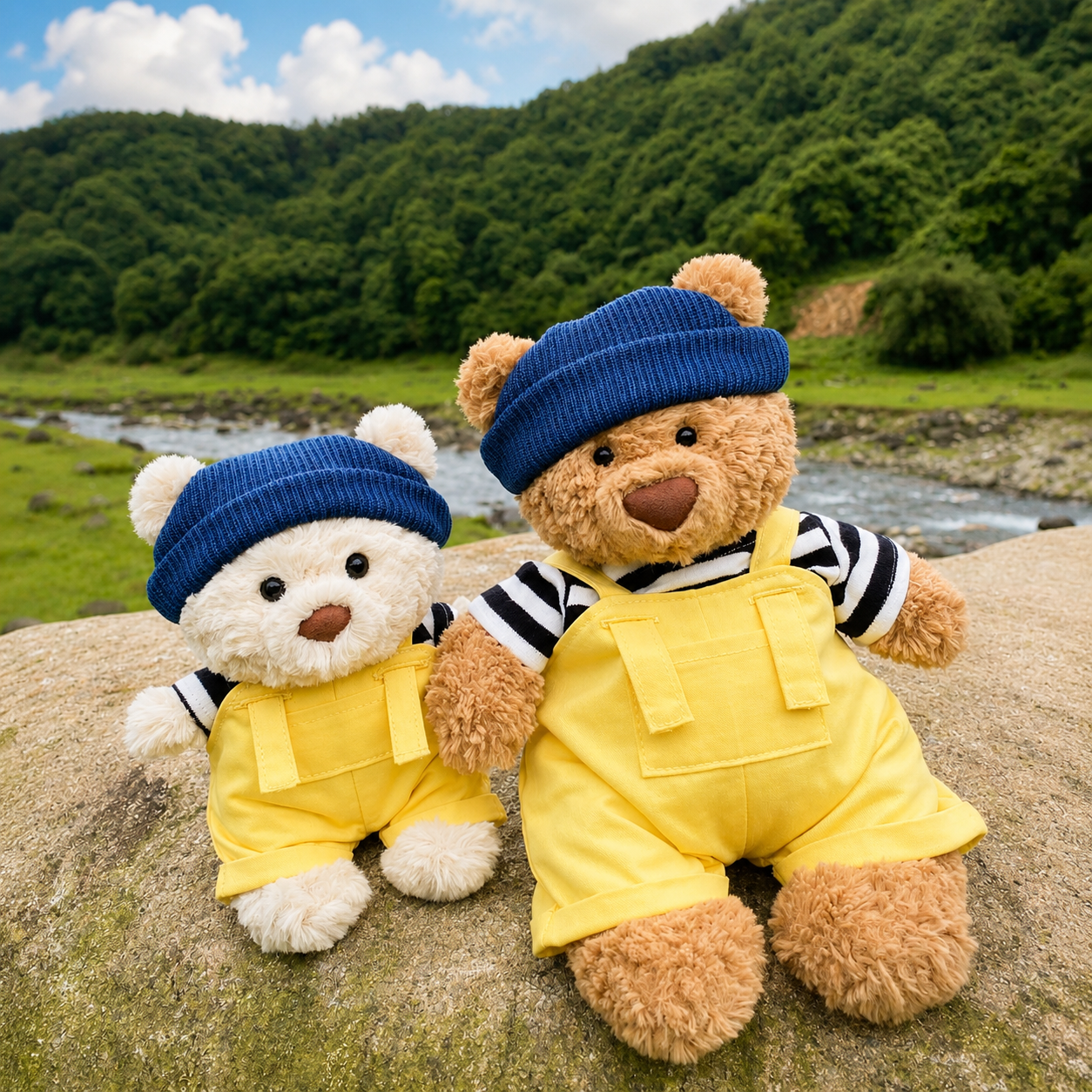 Handmade Cute Teddy Bear Sailor Outfit Set 3 Pieces, Sailor Top Pants & Hat (Clothes Only)