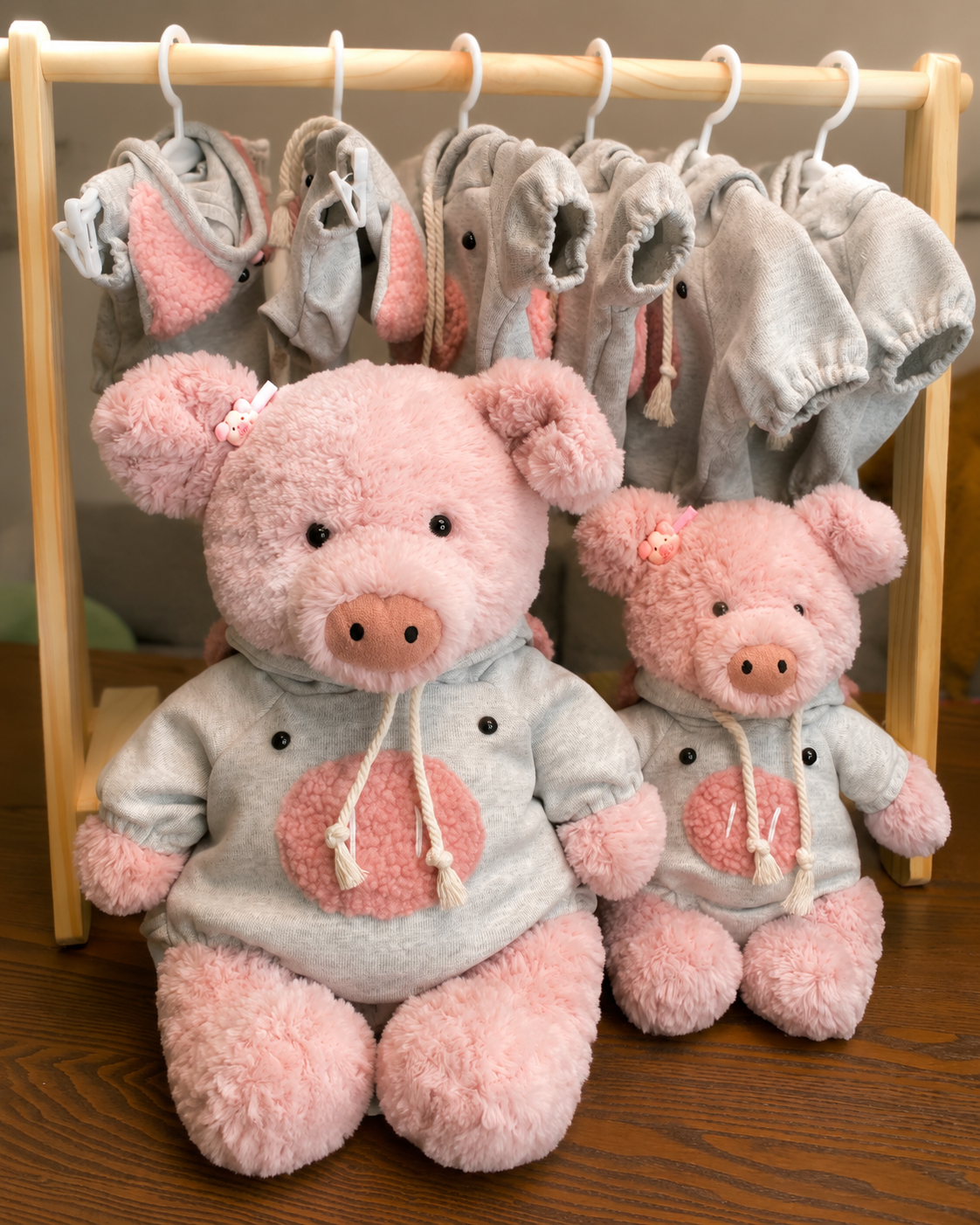 Cute Pig Plush Hoodie Jumpsuit Outfit – Handmade Stuffed Animal Clothes Only