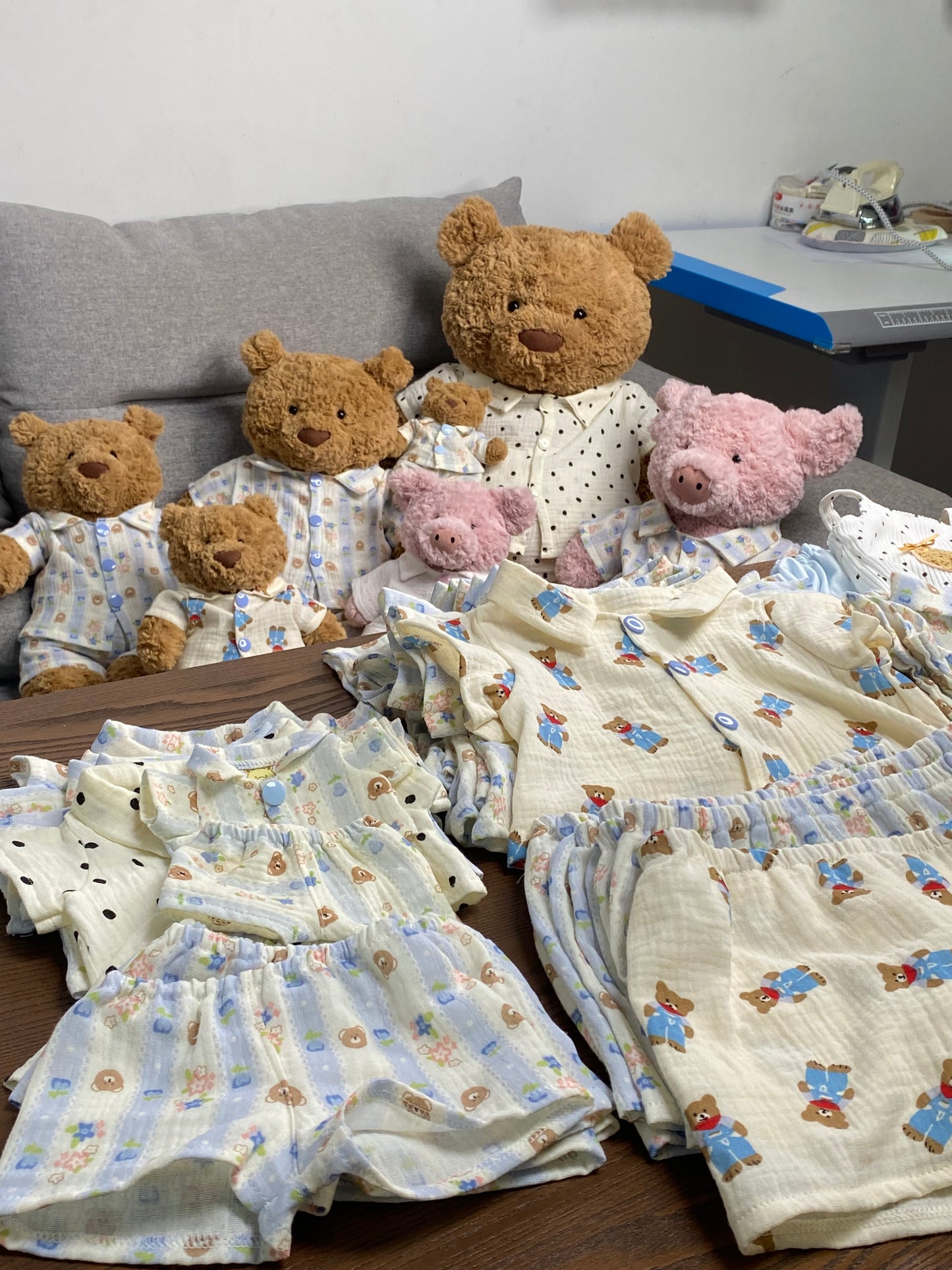 Handmade Cute Teddy Bear Pajama Set – Top & Shorts (Plush Toy Not Included)