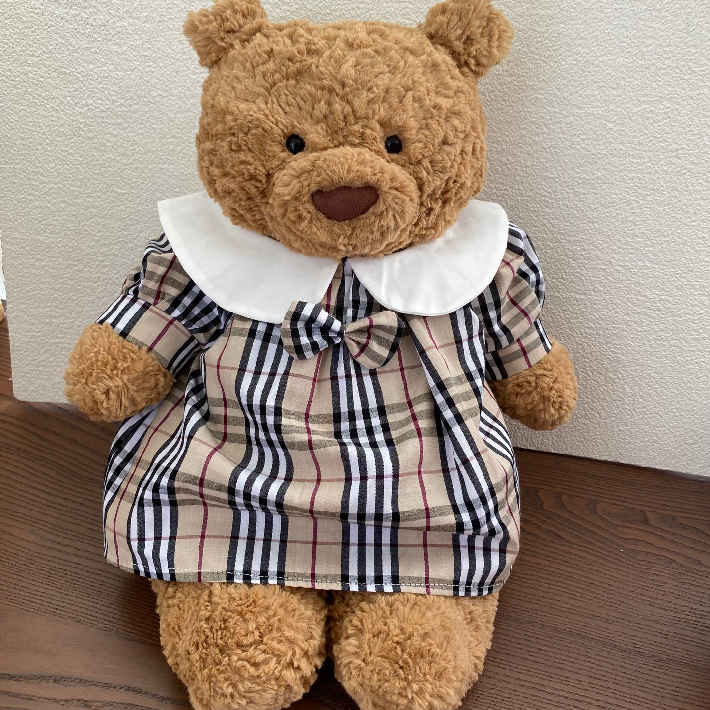 Handmade Plaid Shirt & Dress Outfit Set for Plush Bear and Pig | Teddy Bear Clothes Only