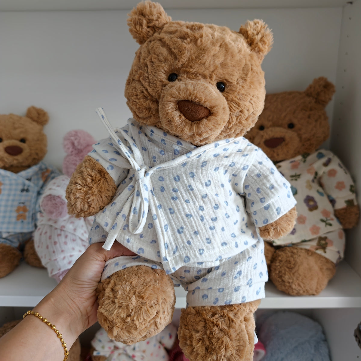 Handmade Cotton Pajama Set for Teddy Bears – Cozy Sleepwear (Clothing Only)